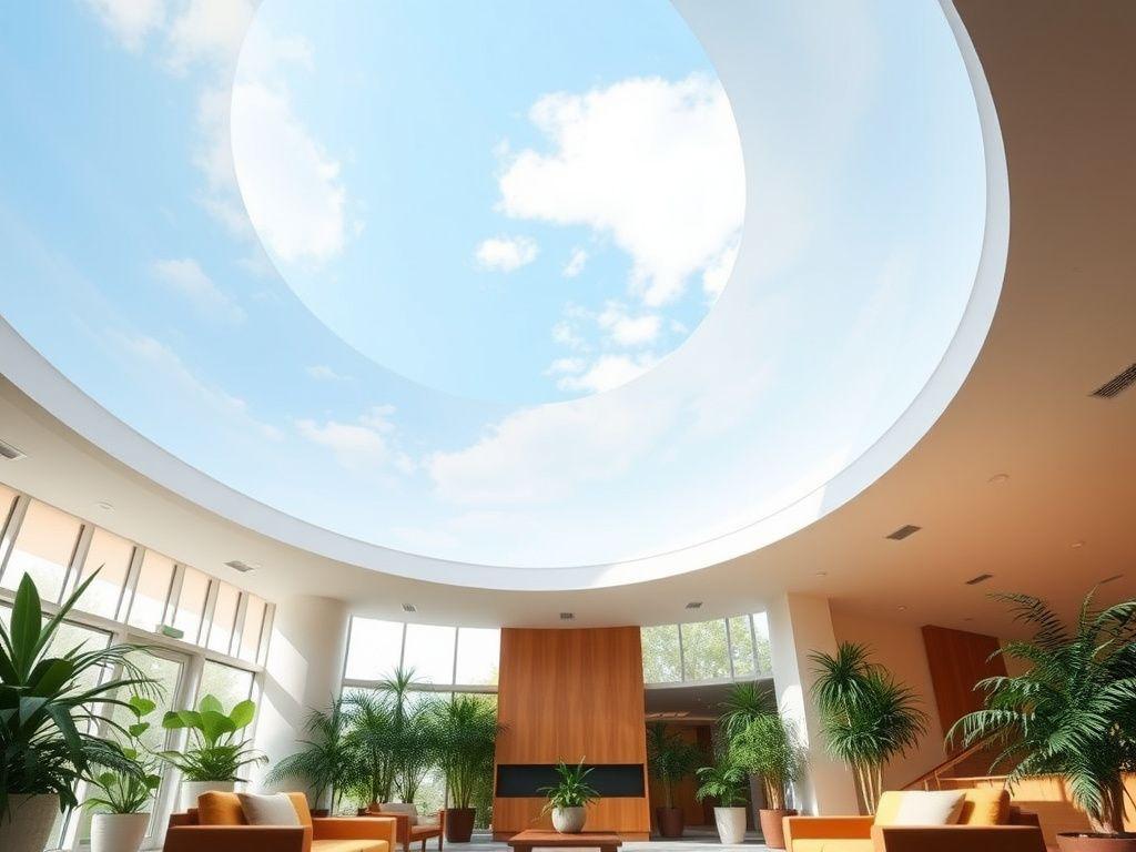 Ara Damansara Atrium - Digital printed sky above a garden atrium