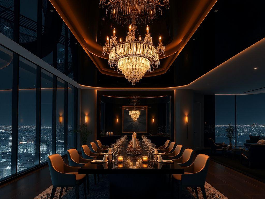 Bukit Bintang Residence - Charcoal high-gloss dining ceiling